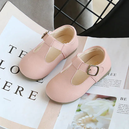 Spring Autumn Kids Shoes T Strap Leather Shoes For Girls Boys Non-slip Toddlers Mary Janes Baby Children Buckle Strap Flats