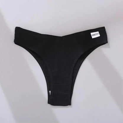 FINETOO 3/5Pcs Cotton Brazilian Panties Women's Panties Sexy V Waist T-Back Underwear Female Soft Underpants Lady Bikini Lingeri