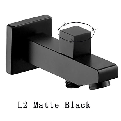 BECOLA Wall Mounted Faucet Spout Square and Round Brass Chrome/Black Spouts Waterfall Shower Faucet Accessories