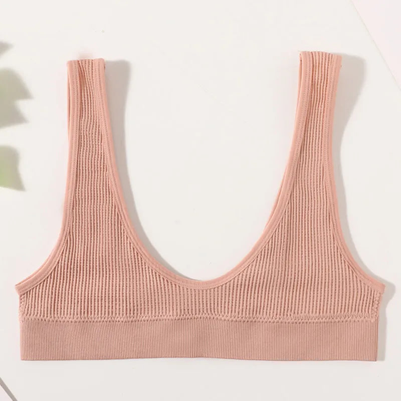 Women Push-Up Bra Small Cup Non-wire Bralette U-Neck Ribbed No-Pad Underwear Multiple Colors Crop Top Ladies Sexy Lingerie M-XL