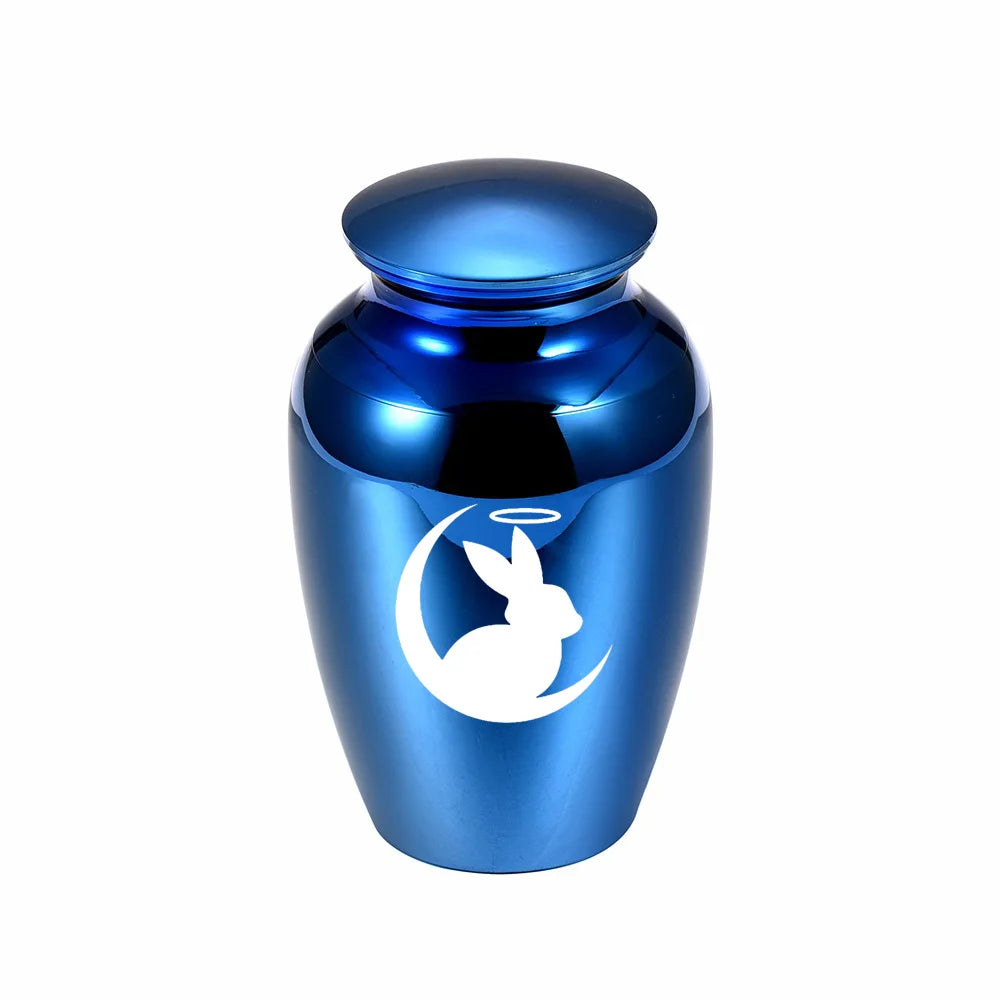 Christmas Gift Human 45x70mm Lovely Custom Jewelry Pet Souvenirs Aluminum Alloy Funeral Urn for Ashes- Rabbit and Moon