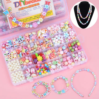 550-700PCS DIY Colorful Acrylic Beads Girls Puzzle Toy Jewelry Necklace Bracelet Handmade String Bead Girl Children Making Toys