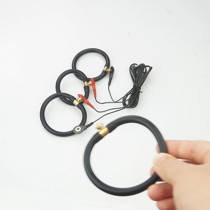 Electro Shock E-Stim Estim Kit Conductive Bands Penis Ring Extender Enlarger,Male Masturbator Cock Ring,BDSM Toys