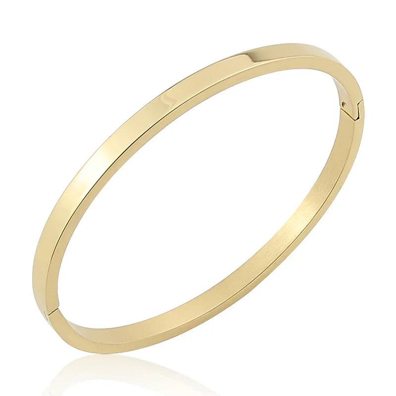 Hot Fashion Stainless Steel Jewelry Oval Bangle for Woman Child Charm Bracelet Party Love Wedding Brand Gift Wholesale