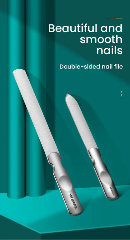MR.GREEN Double Sided Nail Files Stainless Steel Manicure Pedicure Grooming For Professional Finger Toe Nail Care Tools