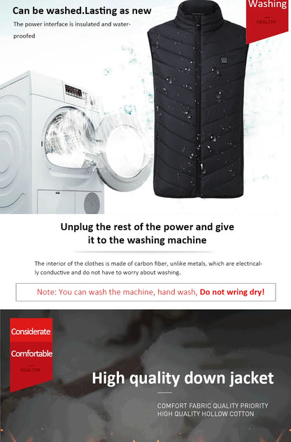 Men USB Infrared 17 Heating Areas Vest Jacket Men Winter Electric Heated Vest Waistcoat For Sports Hiking Oversized 5XL