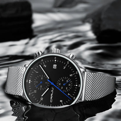 CRRJU Mens Watch Top Luxury Brand Men Stainless Steel WristWatch Men's Military waterproof Date Quartz watches relogio masculino