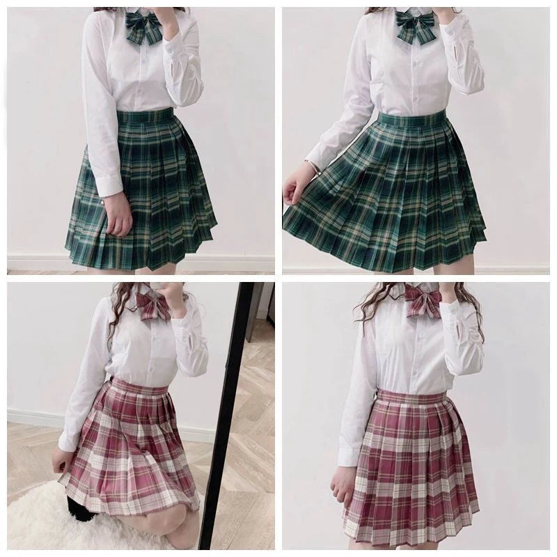 JMPRS Plaid Women Pleated Skirt Bow Knot Summer High Waist Preppy Girls Dance Mini Skirt Cute A Line Harajuku Sexy Japan Faldas