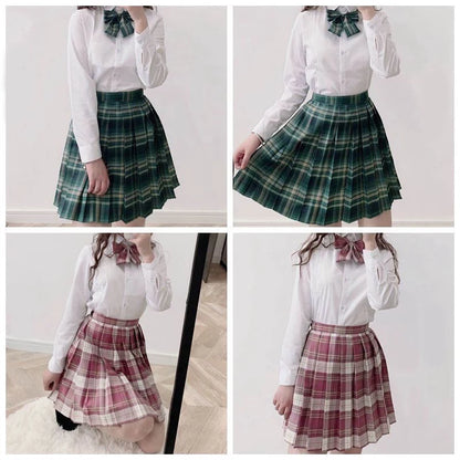 JMPRS Plaid Women Pleated Skirt Bow Knot Summer High Waist Preppy Girls Dance Mini Skirt Cute A Line Harajuku Sexy Japan Faldas