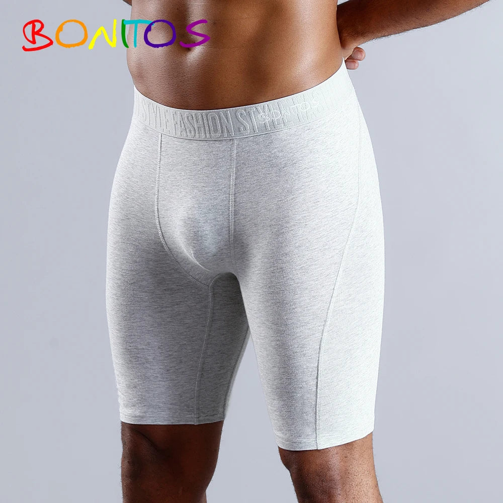 BONITOS Men Boxers Long Leg Man Underwear Soft Men Underpants Natural Cotton Sexy Boxer Shorts Top Brand Long Men's Panties
