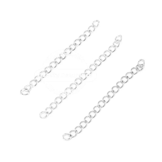 50pcs Stainless Steel 2 inch Soldered Extension Chain Silver Plated Extender Tail Chains for DIY Jewelry Making