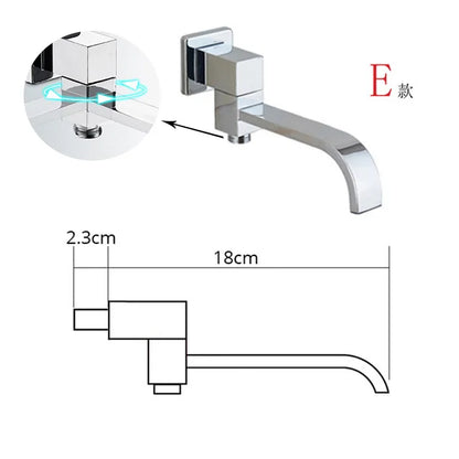 BECOLA Wall Mounted Faucet Spout Square and Round Brass Chrome/Black Spouts Waterfall Shower Faucet Accessories