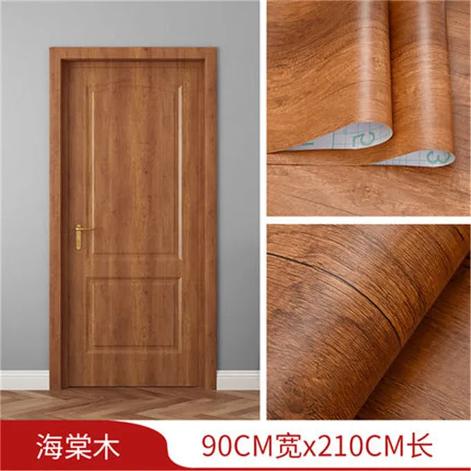 90x210cm/30X500cm Grey Wood Grain Wallpaper On The Door Adhesive  Furniture Refurbish Sticker Home Decor Wall Decal Door Sticker