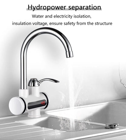 DMWD Electric Instant Hot Water Faucet Stainless Steel Water heater with LED Temperature Display Tankless Tap For Kitchen shower