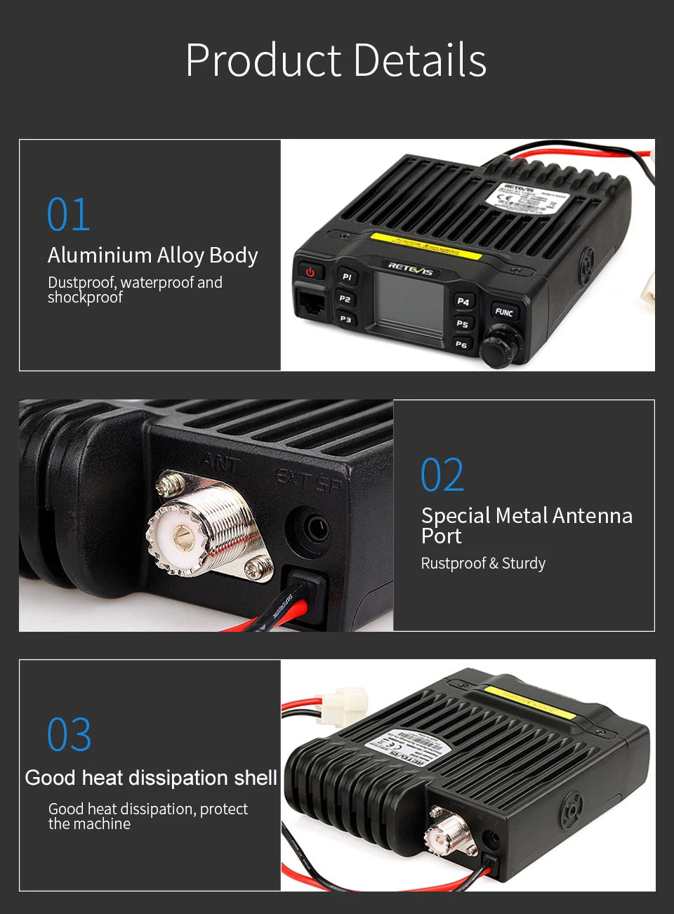 Retevis RT95 Mobile Ham Radio Two-way Car Radio VHF UHF Dual Band Mobile Radio Station Transceiver Base Station for Camping