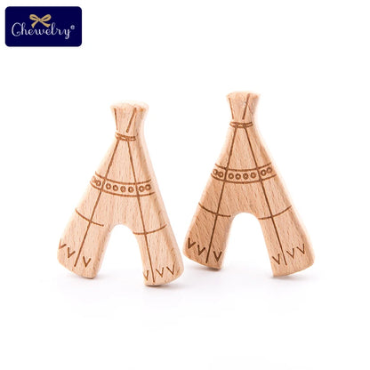 10pc Wooden Teether Animals Beech Teething Grasping Wooden Animal Toy Rodent Baby Teether Pendant DIY  Pacifier Chain Kids Goods