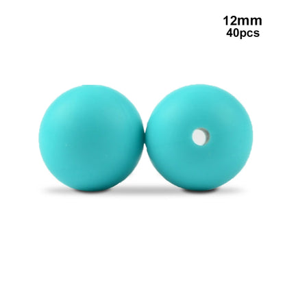 LOFCA 40pcs 12mm Silicone Beads Teething Chew Beads Food Grade Teether Necklace BPA Free Diy Jewelry Baby Teether Toy Pacifier