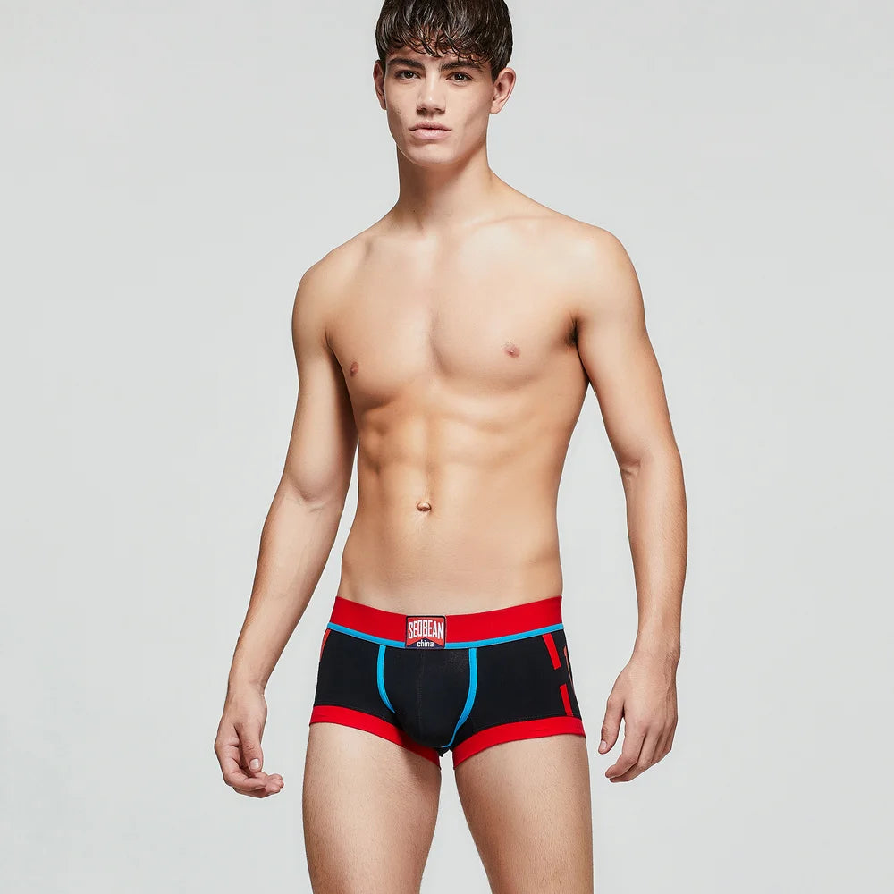 SEOBEAN Men's Low-Rise Boxer Briefs Cotton Underwear Soft Breathable Comfortable Shorts for Daily Casual Wear
