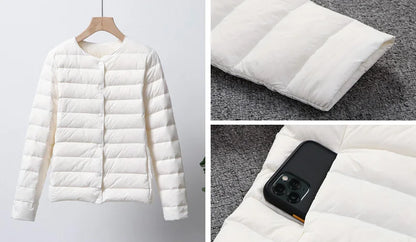 Ultra Thin Down Jacket Women Pink Womens Lightweight Down Jackets Ultra Light White Coat Warm Short Jackets Women