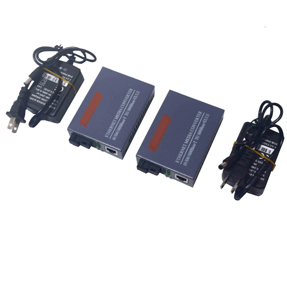 1 Pair HTB-GS-03 A/B Gigabit Fiber Optical Media Converter 1000Mbps Single Mode Single Fiber SC Port 20KM External Power Supply
