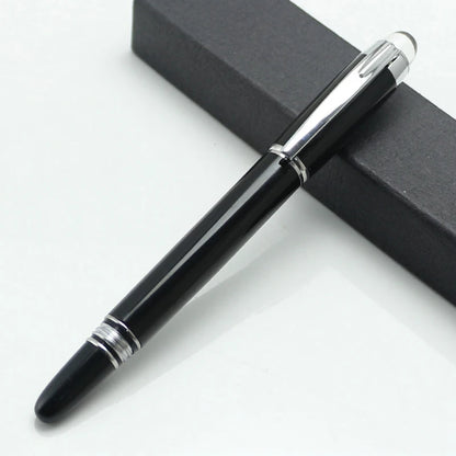 Baoer 79 Rollerball /Ballpoint Pen  Black Matte Silver Line Rotating Crystal Cover Office School Supplies Writing