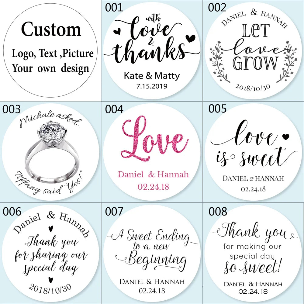 100pcs Custom LOGO Stickers White Label/Wedding Packaging sticker design Kraft baking your own name,THANK YOU labels