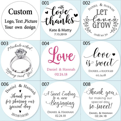 100pcs Custom LOGO Stickers White Label/Wedding Packaging sticker design Kraft baking your own name,THANK YOU labels