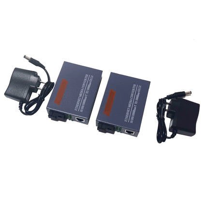 1 Pair HTB-GS-03 A/B Gigabit Fiber Optical Media Converter 1000Mbps Single Mode Single Fiber SC Port 20KM External Power Supply