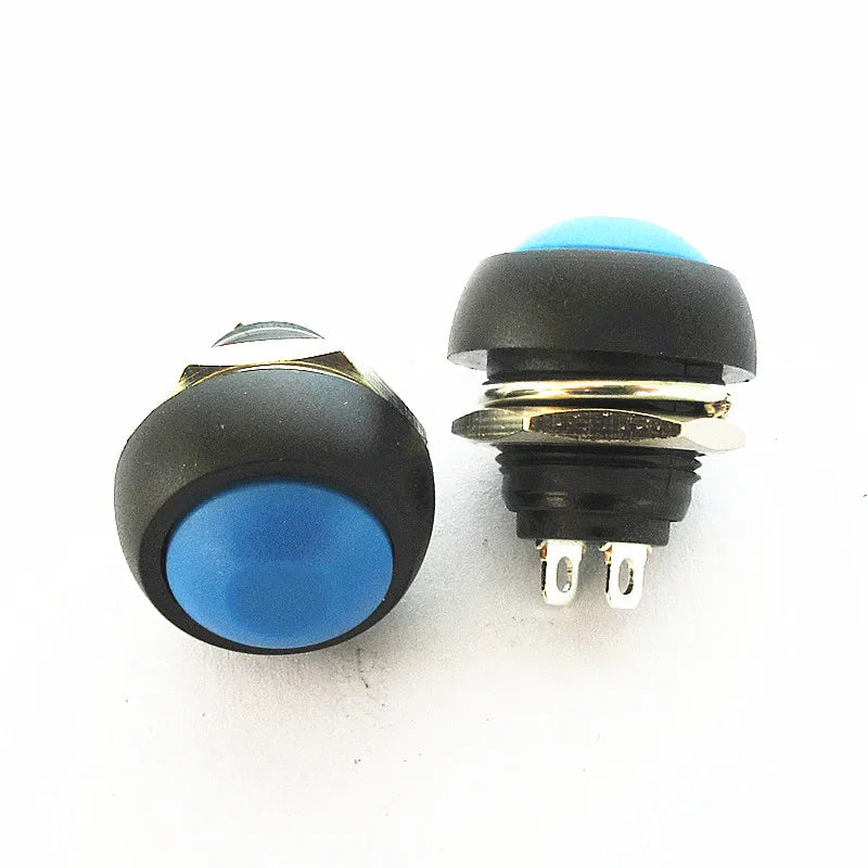 6PCS Small Button Switch Waterproof Switch Self-reset PBS-33B 12MM Red Lock-free Switch 6 Colors