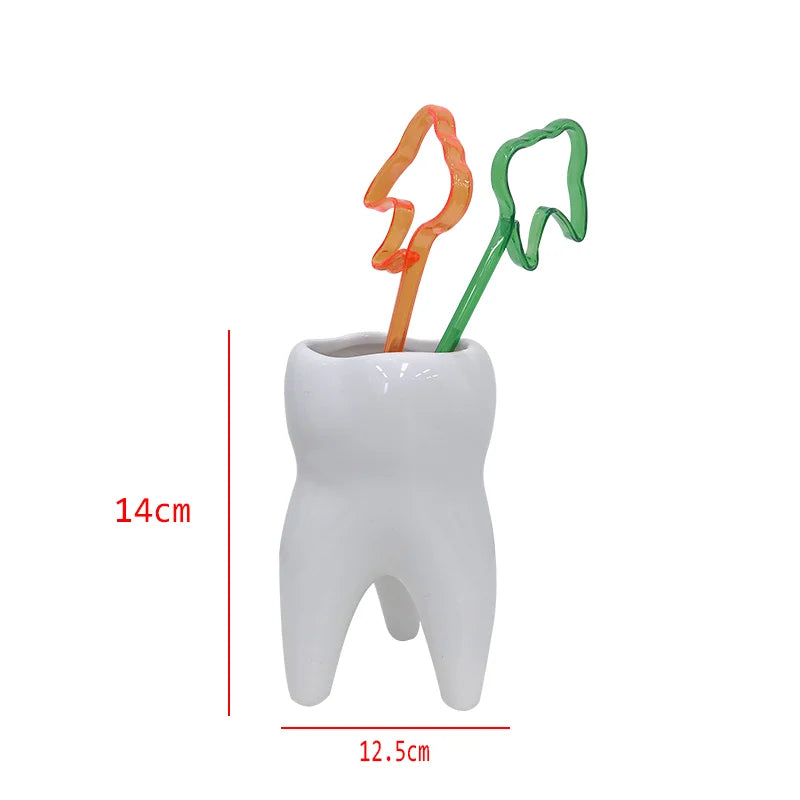 Dental Tooth Shape Flower Vase Home Decoration Pot Creative Garden Planter Pot Ceramic Pen Holder Cute   Dentistry Dentist Gifts
