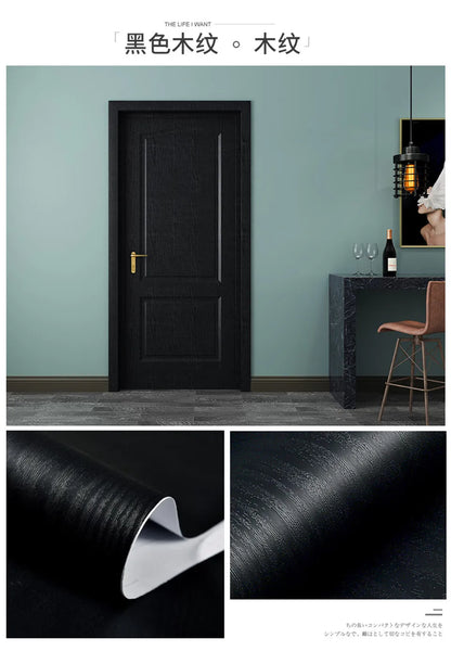 90x210cm/30X500cm Grey Wood Grain Wallpaper On The Door Adhesive  Furniture Refurbish Sticker Home Decor Wall Decal Door Sticker