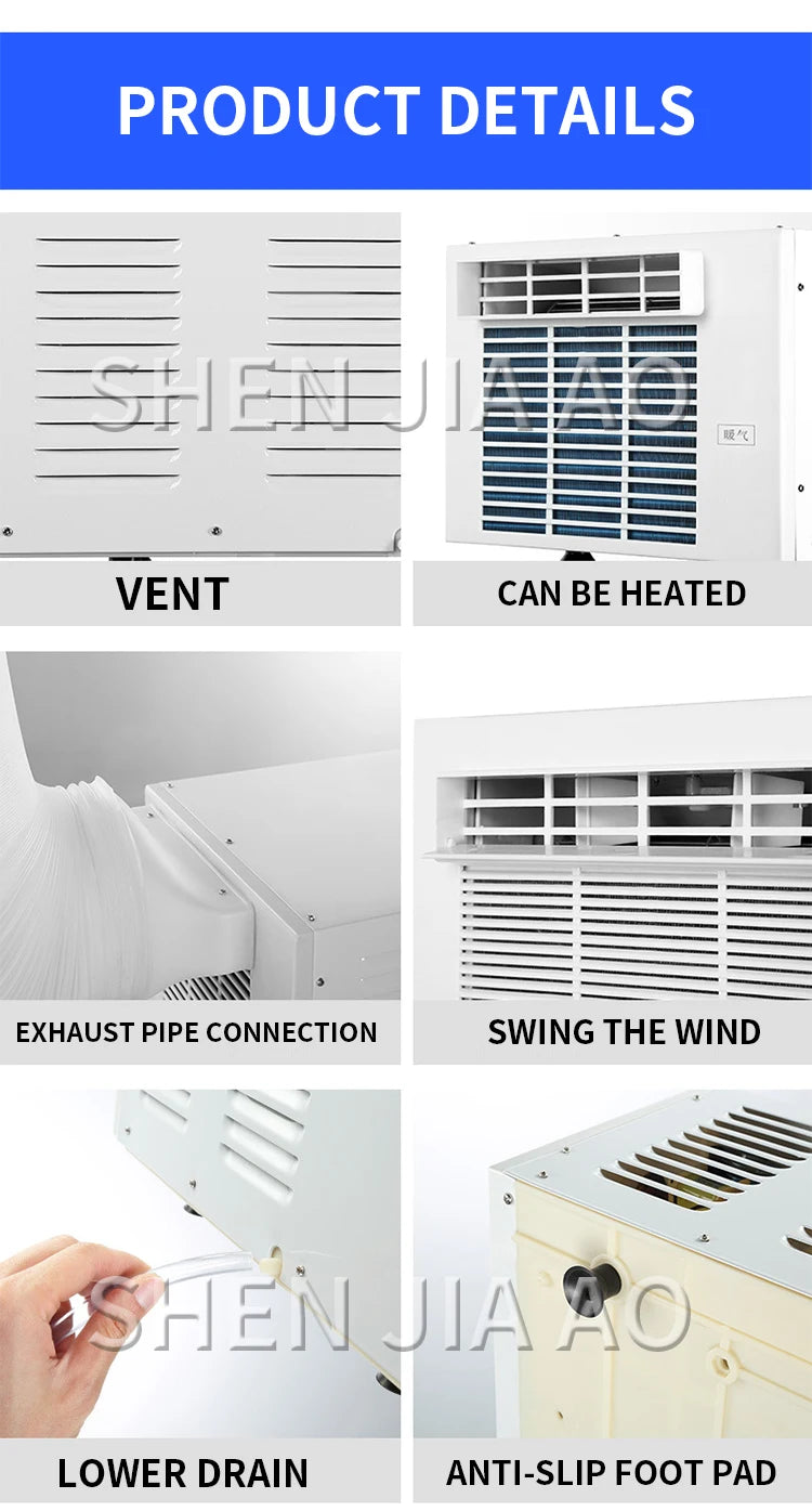 220V Mobile Small Air Conditioner 7m²Space Drainage-free Remote Control Power Saving Mini Cooling Heating Air Refrigerator 400W