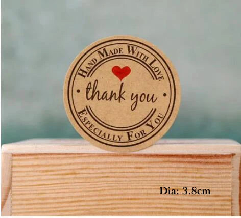 GANSSIA 100pcs/lot "Fait Main avec Amour" Thank you Round Seal Sticker Paper Adhesive Stickers for Bakery& Gift Packing(ss-1143)