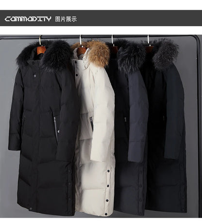 2022 New Men Thickened Down Jacket -30 Winter Warm Down Coat Jacket Men Fashion Long White Duck Hooded Down Parkas Plus Size 4XL
