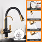 Matte Black Pure Water Kitchen Faucet Dual Handle Hot and Cold Drinking Water Pull Out  Kitchen Mixer Taps