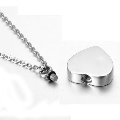 Heart-shaped silver cremation jewelry pendant necklace, ashes or hair commemorative ashes urn necklace / Mom and Dad