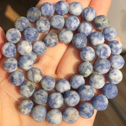 Natural Stone Beads Frost Dark Blue Cracked Dream Fire Dragon Veins Agates Beads For Jewelry Making DIY Bracelet 15‘’ 6/8/10mm