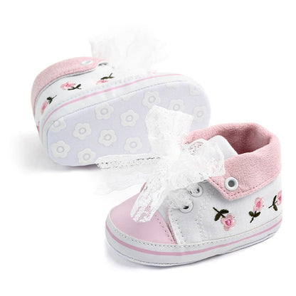 Baby Girl Shoes White Lace Floral Embroidered Soft Shoes Prewalker Walking Toddler Kids Shoes First Walker