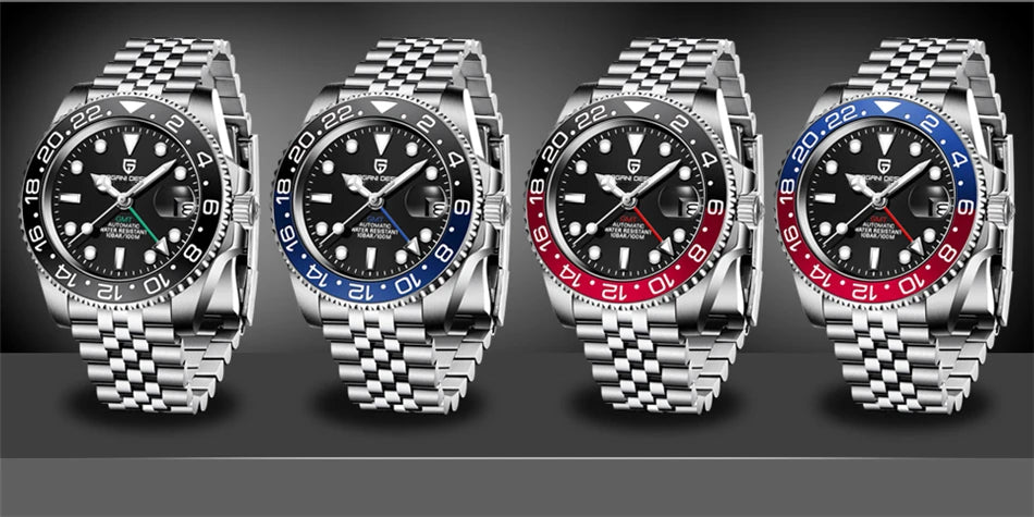 PAGANI DESIGN 2026 40MM Luxury Men GMT Automatic Machinery Watch Ceramic Bezel Jubilee Strap Sapphire Waterproof Watches for men