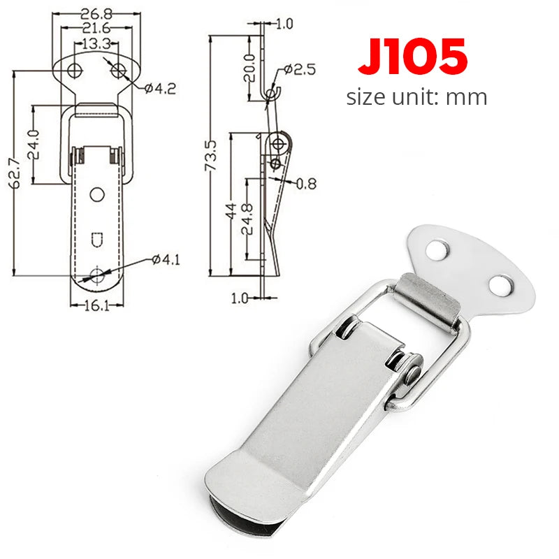 KAK Cabinet Boxes Spring Loaded Latch Catch Toggle Hasp Mild Steel Hasp For Sliding Door Simple Window Hardware Tool Box Lock