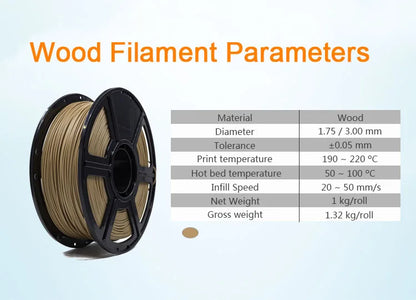 Pla Wood Filament 3D Printer Wooden Plastic 1.75Mm 1Kg Nature Materials 10M 100G Sample