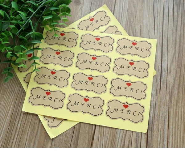 GANSSIA 100pcs/lot "Fait Main avec Amour" Thank you Round Seal Sticker Paper Adhesive Stickers for Bakery& Gift Packing(ss-1143)