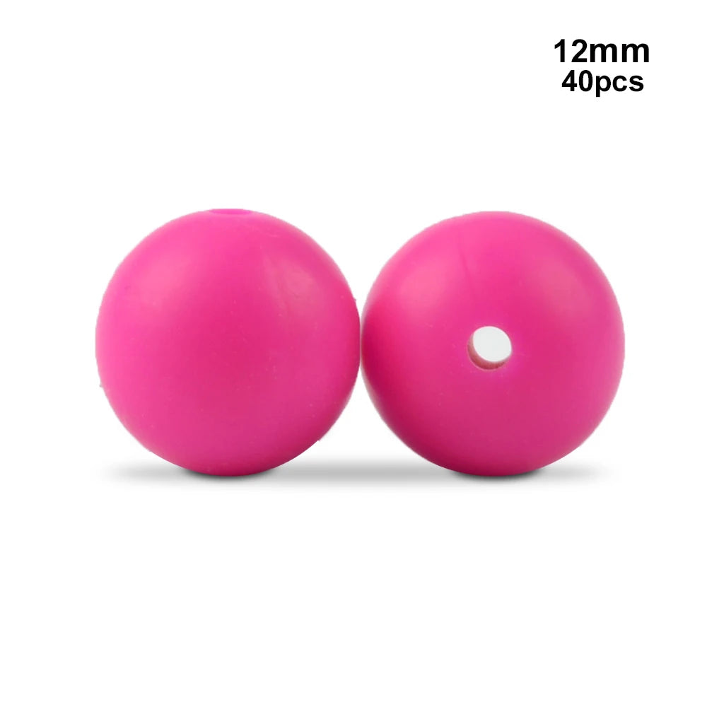 LOFCA 40pcs 12mm Silicone Beads Teething Chew Beads Food Grade Teether Necklace BPA Free Diy Jewelry Baby Teether Toy Pacifier