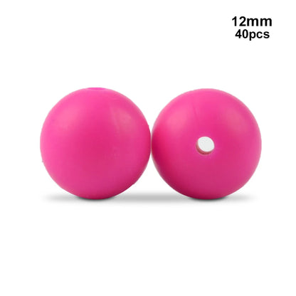 LOFCA 40pcs 12mm Silicone Beads Teething Chew Beads Food Grade Teether Necklace BPA Free Diy Jewelry Baby Teether Toy Pacifier