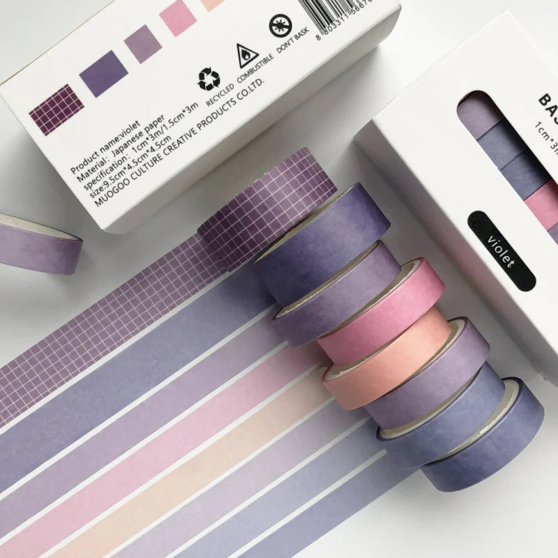 JIANWU 8pcs/set Retro Solid Color Basic Decoration Washi Tape Set DIY Scrapbook Cute Sticker Kawaii Masking Tape School Supplies