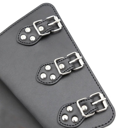 PU Leather Double Wrist Arm Binder Wristband Cuffs String Steampunk Bracers Cosplay Props BDSM Bondage Adult Game Sex Toys