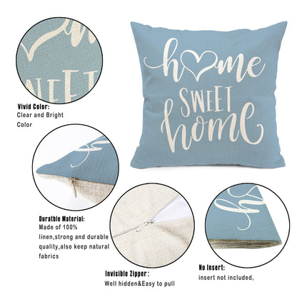 Lake blue white geometric linen pillowcase sofa cushion cover home decoration can be customized for you 40x40 45x45 50x50 60x60