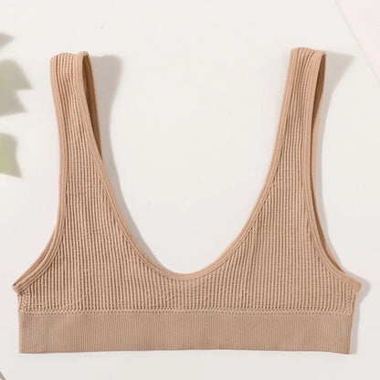 Women Push-Up Bra Small Cup Non-wire Bralette U-Neck Ribbed No-Pad Underwear Multiple Colors Crop Top Ladies Sexy Lingerie M-XL