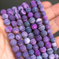 Natural Stone Beads Frost Dark Blue Cracked Dream Fire Dragon Veins Agates Beads For Jewelry Making DIY Bracelet 15‘’ 6/8/10mm