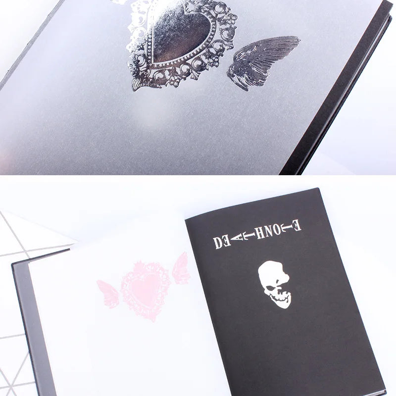 A5 Anime Death Note Notebook Set Leather Journal and Necklace Feather Pen Animation Art Writing Journal Death Note Notepad